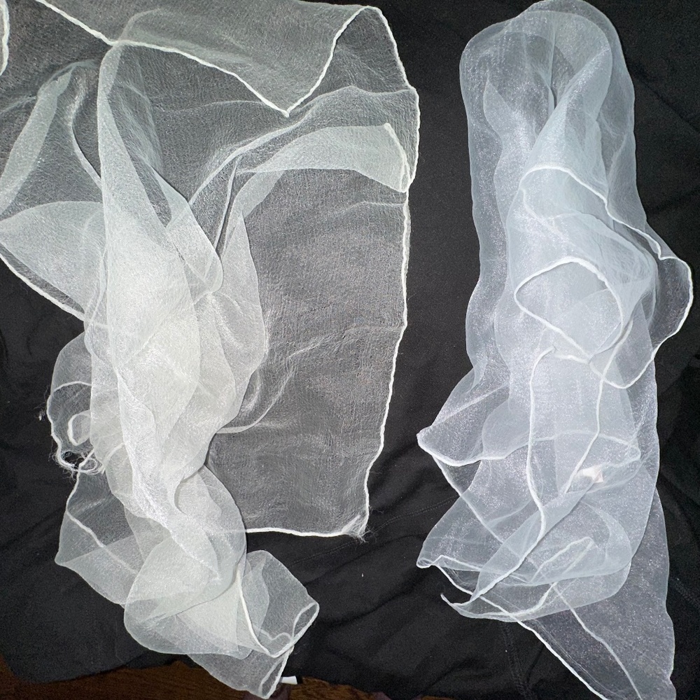 Lot of 2 Vintage See-Through White Scarves – Lightweight & Elegant